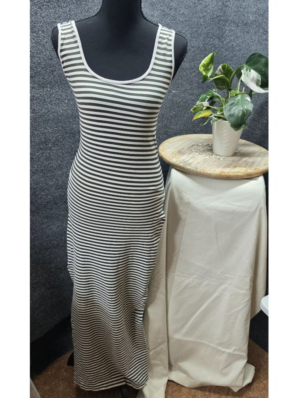 Tank Dress One Size Fit Most Green White Striped Sailor Chic Resortwear Beach